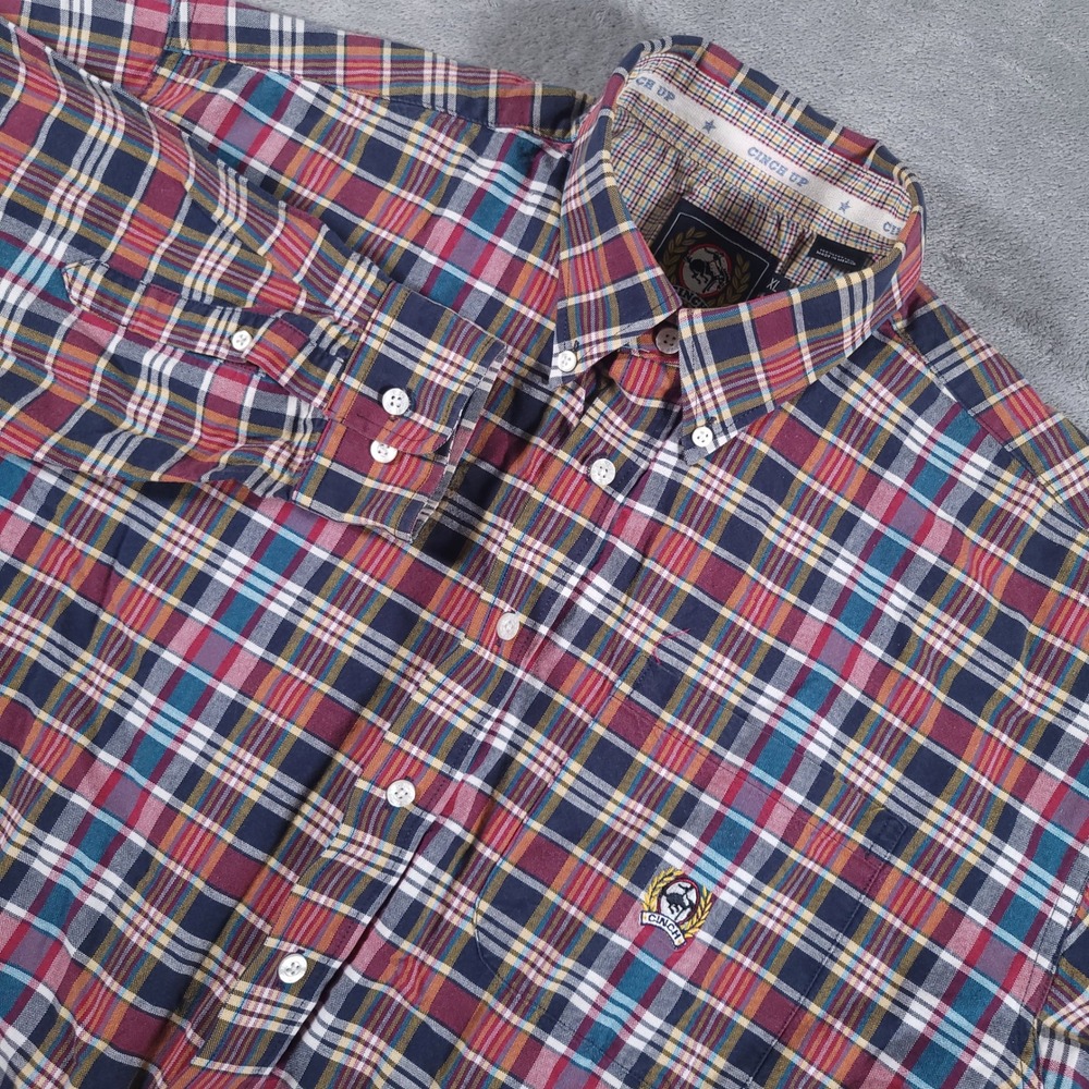 Cinch Mens XL Plaid Button Down Shirt Western Long Sleeve Cotton‎ Multi Color